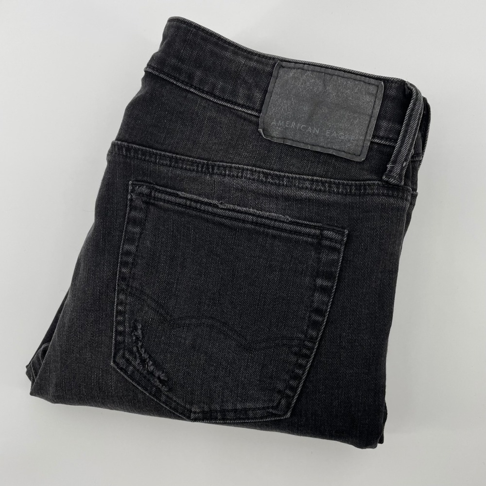 American Eagle Skinny Ne(x)t Level Flex Distressed Black Jeans Men's 34x34 - Picture 1 of 13